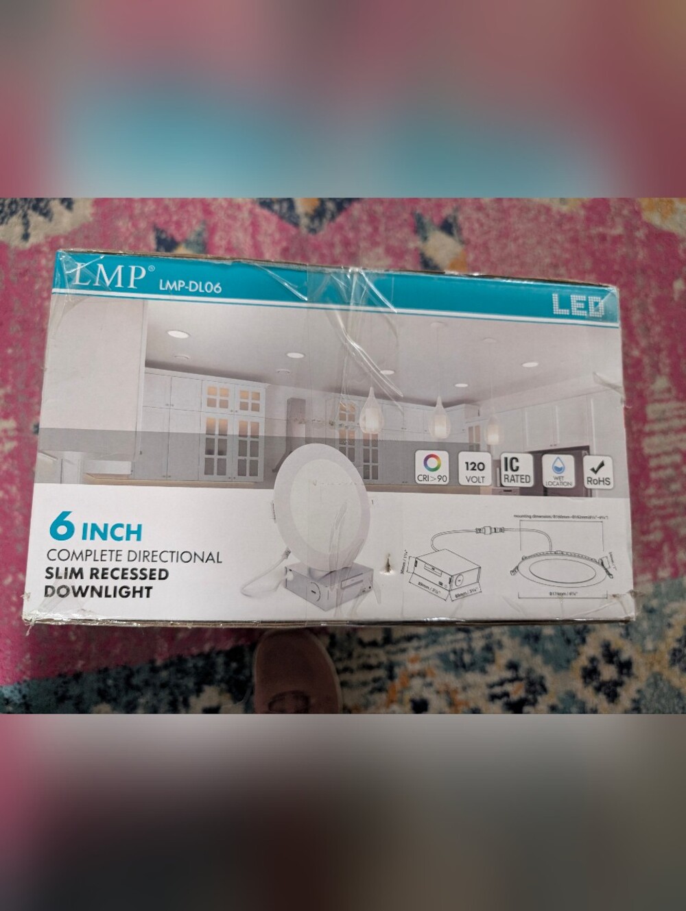 6 Inch Slim Recessed Directional LED Downlight - White 12 pack